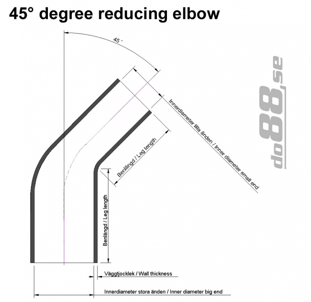 Silicone Hose Black 45 degree 1 - 1,375\'\' (25-35mm)