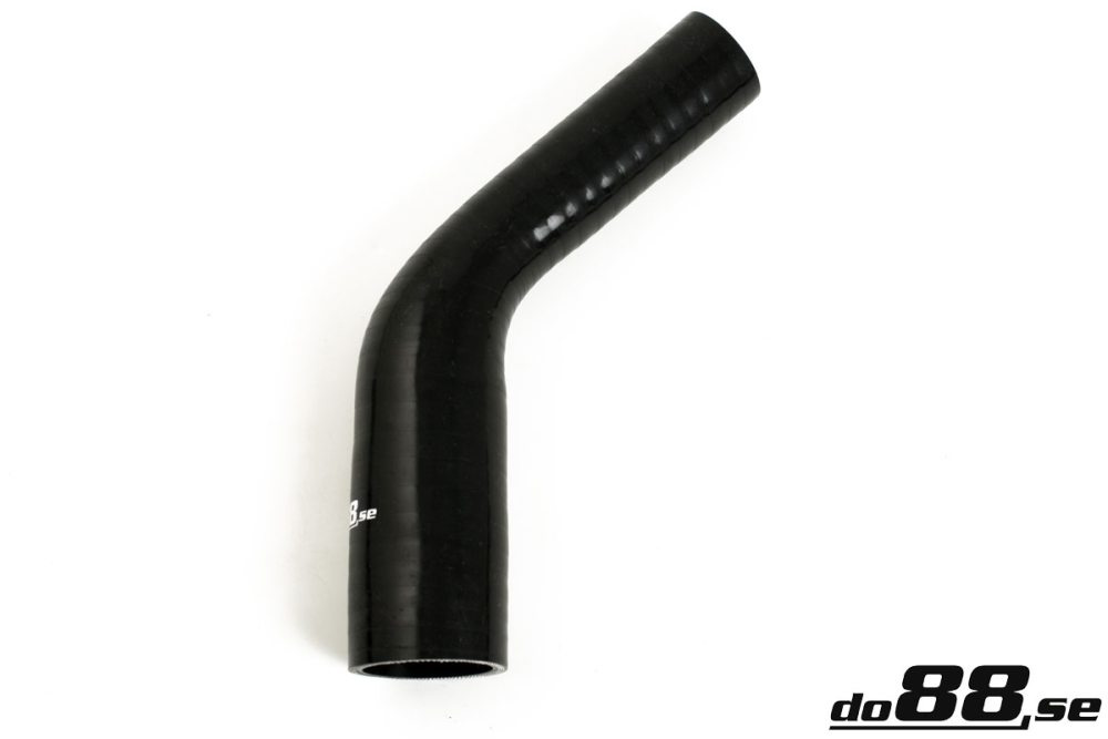 Silicone Hose Black 45 degree 1,25 - 1,5\'\' (32-38mm) in the group Silicone hose / hoses / Silicone hose Black / Reducing elbow / 45 degree at do88 AB (SBR45G32-38)