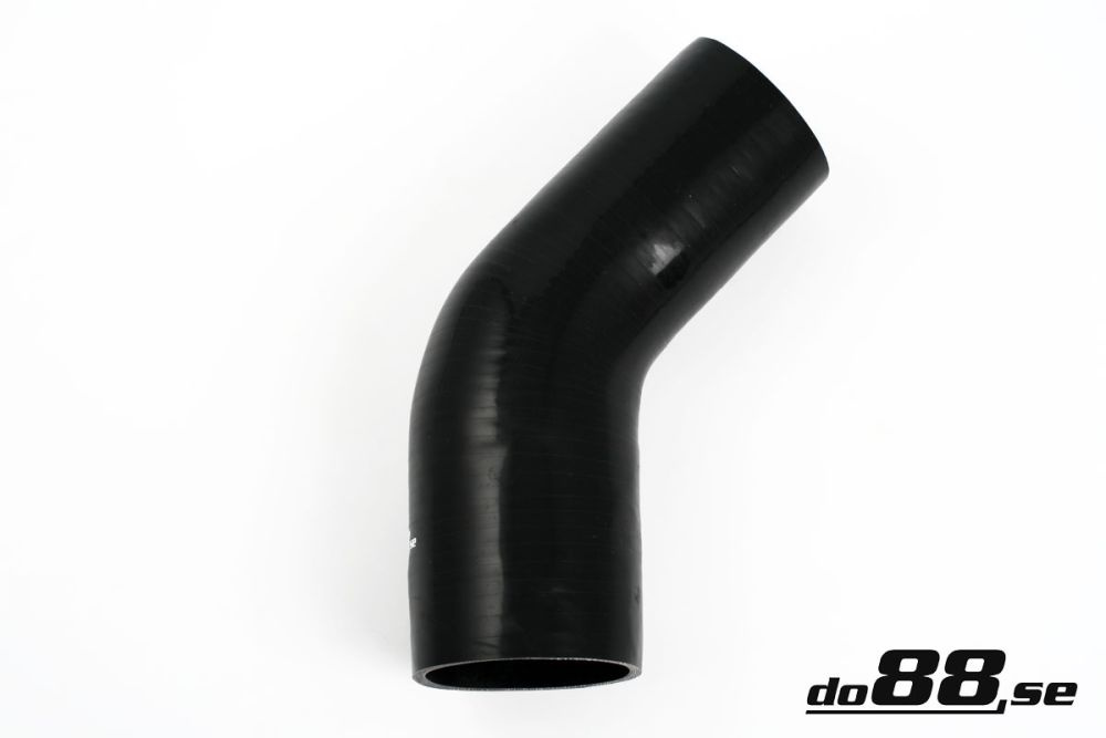 Silicone Hose Black 45 degree 2,5 - 2,75\'\' (63 - 70mm) in the group Silicone hose / hoses / Silicone hose Black / Reducing elbow / 45 degree at do88 AB (SBR45G63-70)