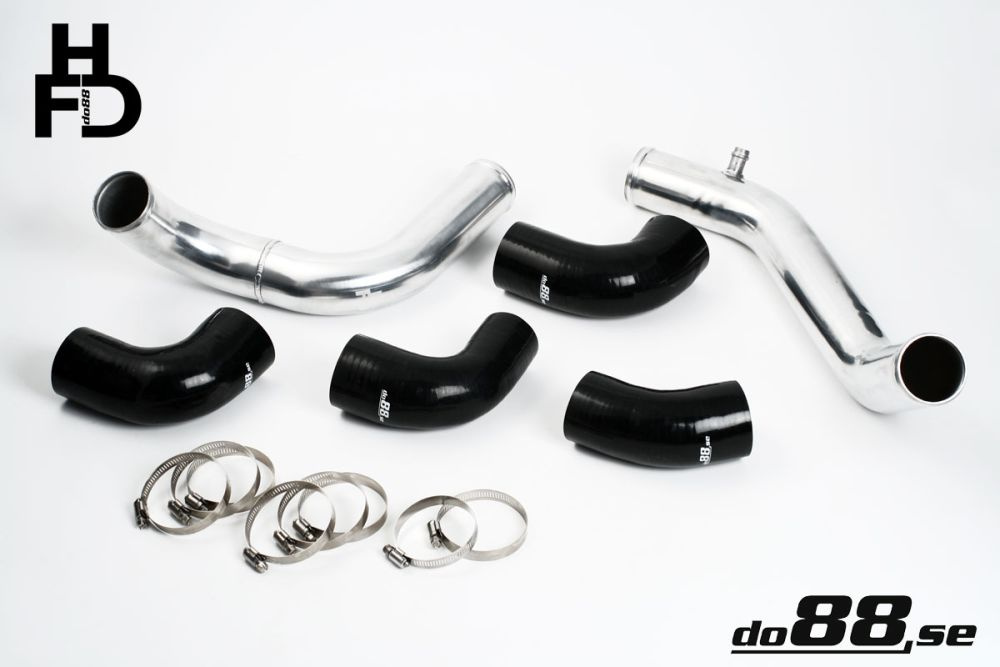 Volvo 7/940 Turbo Center Connection pipe kit, black hoses, standard TB in the group By vehicle / Volvo / 740 940, (1985-1998) / 740 1992, 940 All with AC at do88 AB (TR-940-S-63)