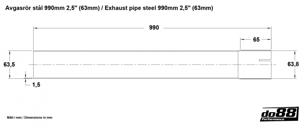 Exhaust pipe steel 990mm 2,5\'\' (63mm) Exhaust pipe steel 990mm 2,5\'\' (63mm)