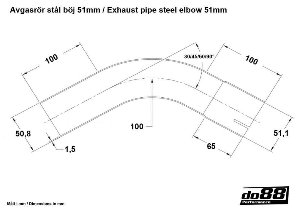 Exhaust pipe steel 30 degree 2\'\' (51mm)