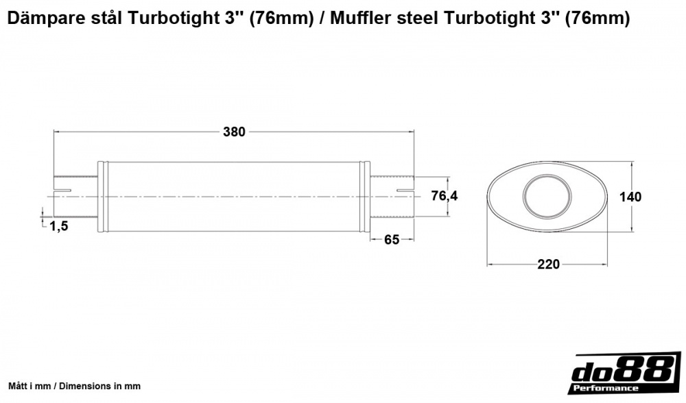 Muffler steel Turbotight 3\'\' (76mm) Muffler steel Turbotight 3\'\' (76mm)