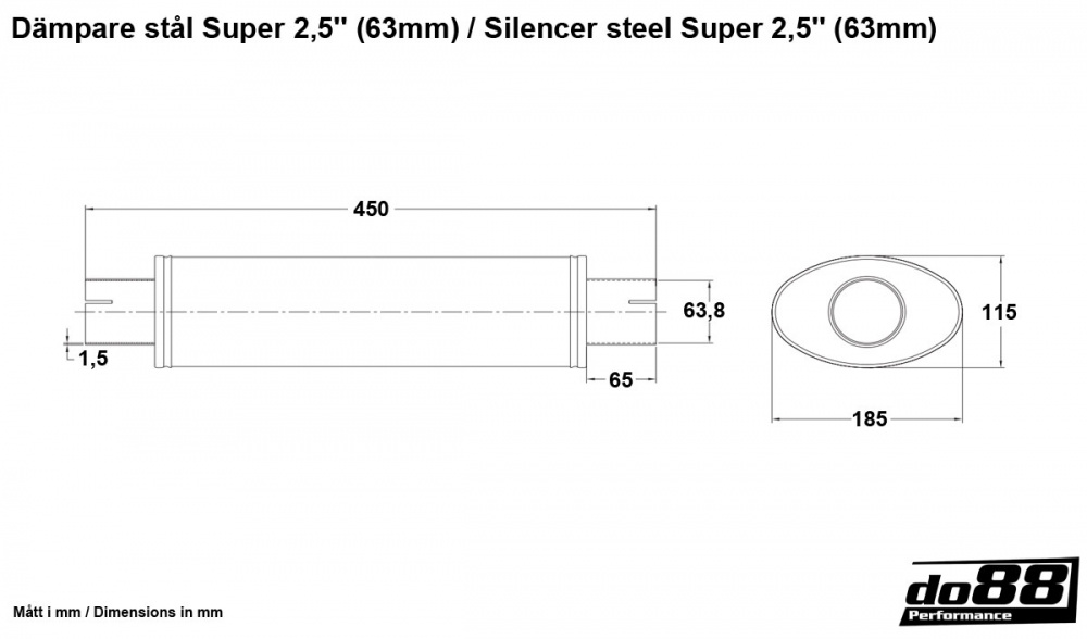 Muffler steel Super 2,5\'\' (63mm)