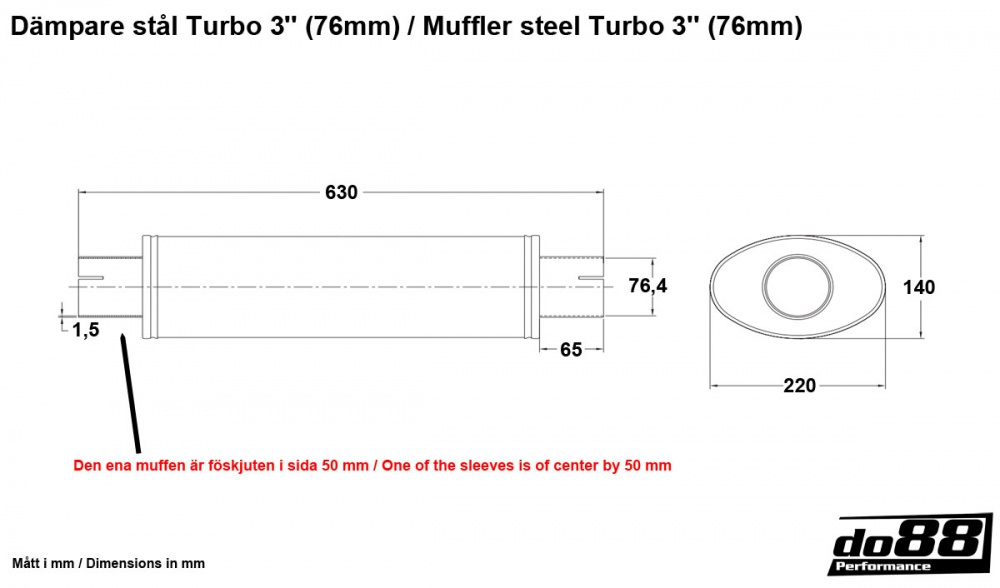 Muffler steel Turbo 3\'\' (76mm)