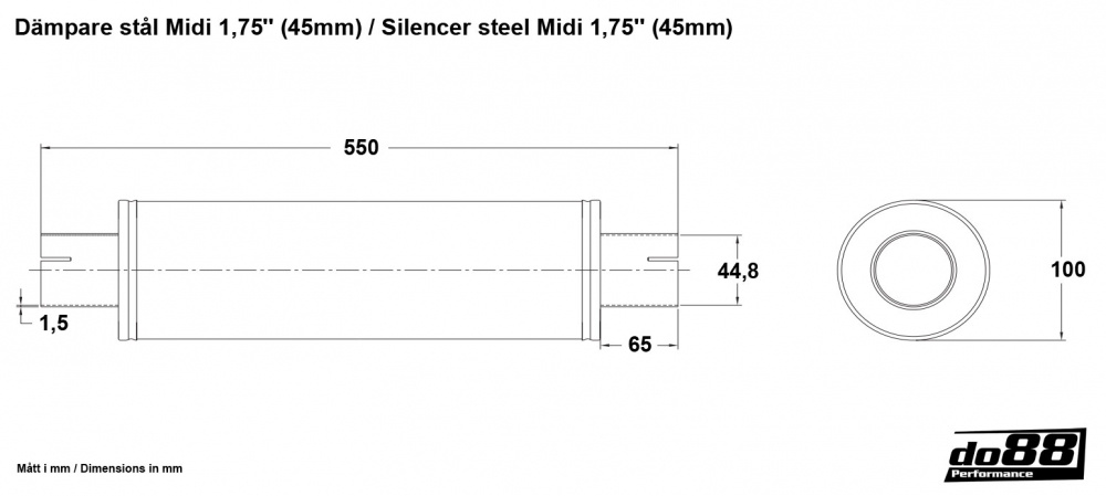 Muffler steel Midi 1,75\'\' (45mm) Muffler steel Midi 1,75\'\' (45mm)