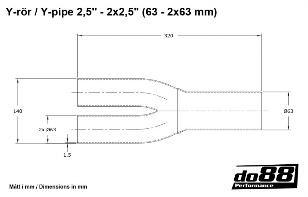 Y-pipe 2,5\'\' - 2x2,5\'\' (63 - 2x63mm) Y-pipe 2,5\'\' - 2x2,5\'\' (63 - 2x63mm)