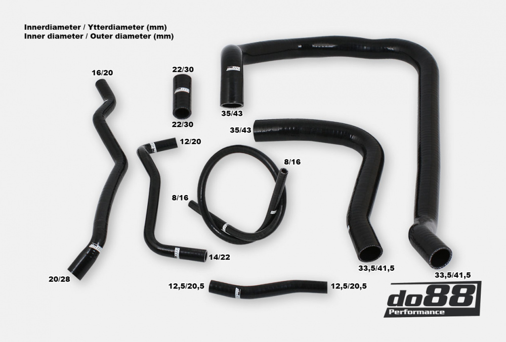 Volvo 740 760 780 940 960 D24 Coolant hoses Black Volvo 740 760 780 940 960 D24 Coolant hoses Black